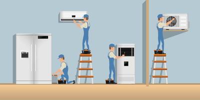 set-of-hvac-service-character-design-illustration-vector